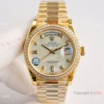 Swiss 2836 Rolex Day-Date 36 Gold President Watch Mother-of-pearl Dial